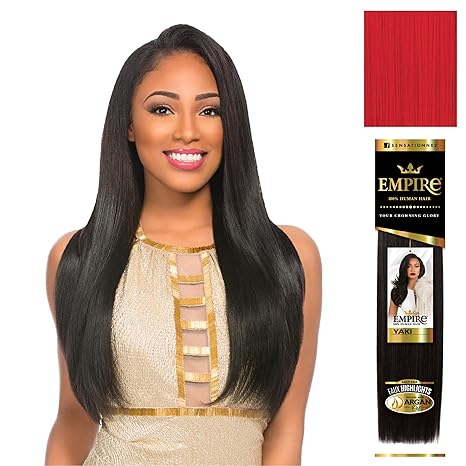 SENSATIONNEL EMPIRE HUMAN HAIR YAKI 14" COLOR RED