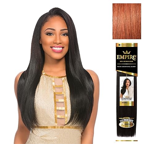 SENSATIONNEL EMPIRE HUMAN HAIR YAKI 10" COLOR 350 COPPRRED