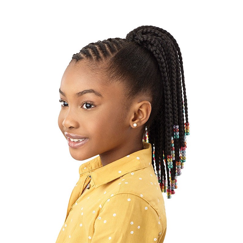 Lil Looks Synthetic Drawstring Ponytail  Beaded Box Braid 12"