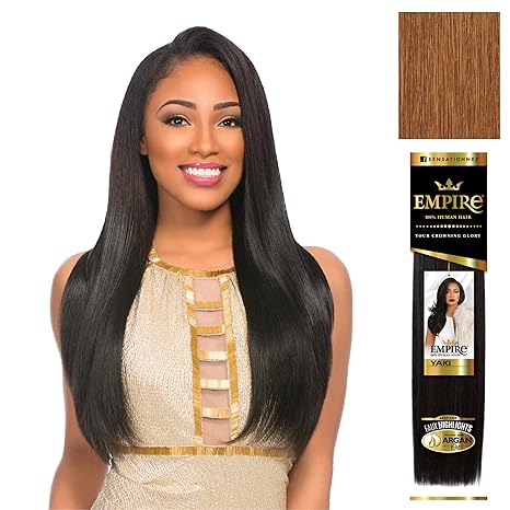SENSATIONNEL EMPIRE HUMAN HAIR YAKI 12" COLOR 30 LIGHT AUBURN