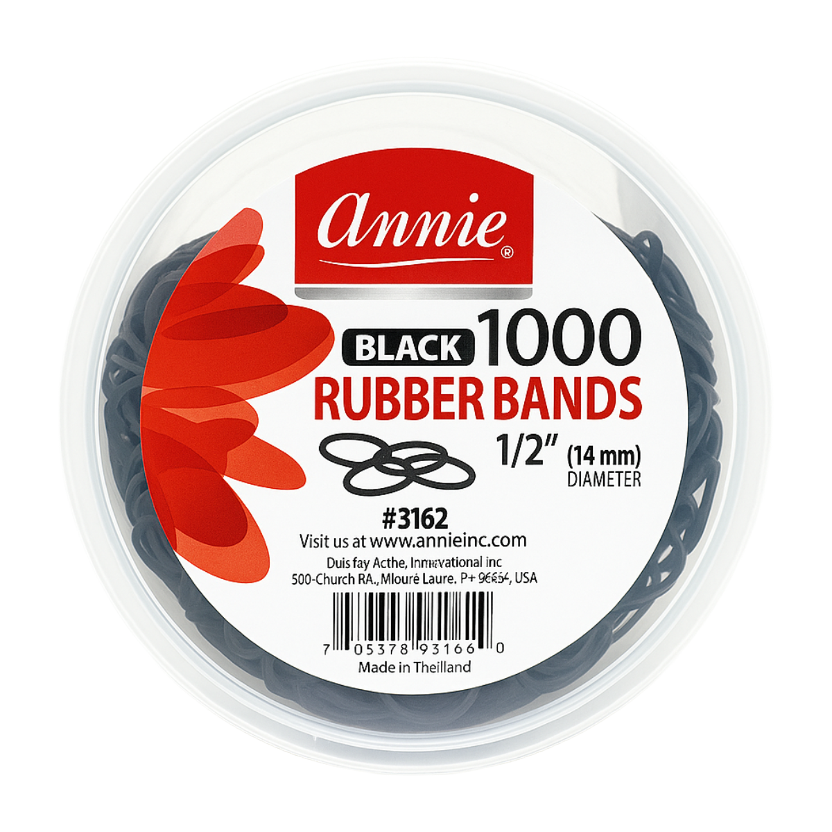 ANNIE #3162 RUBBER BANDS BLACK 1000CT/JAR