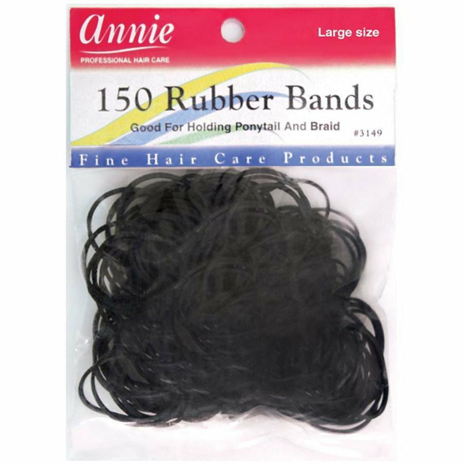 ANNIE #3149 150CT RUBBER BAND BLACK LARGE