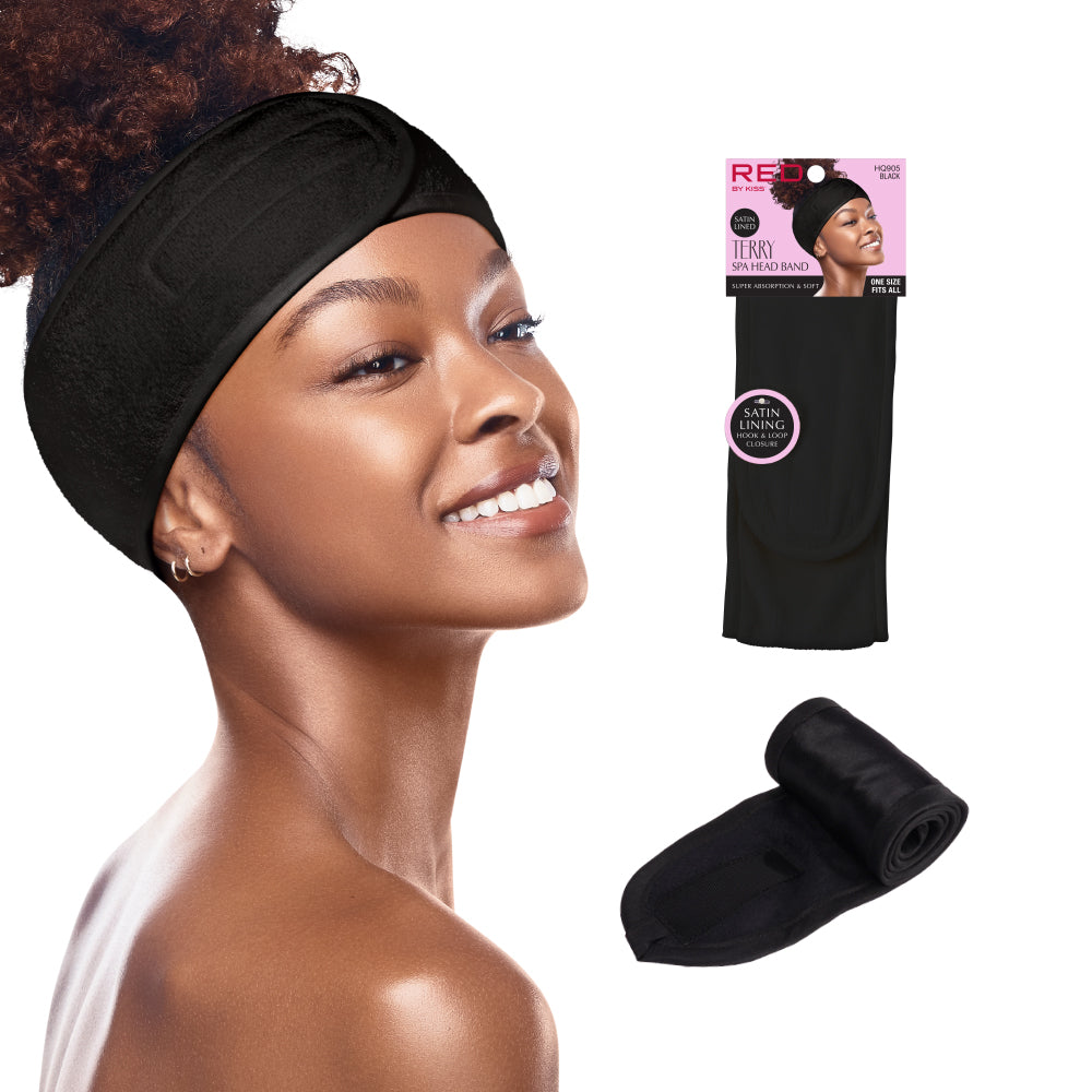 RED TERRY SPA HEADBAND #BLK