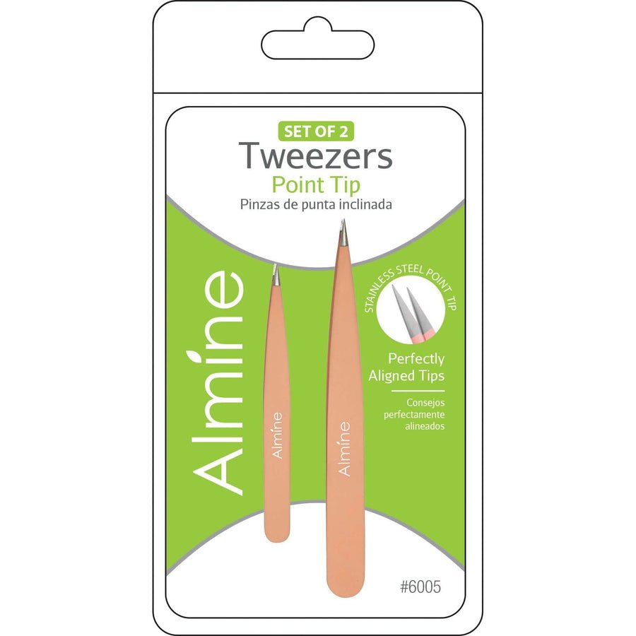 ALMINE POINT TIP TWEEZERS WITH RUBBER COATING 2PC