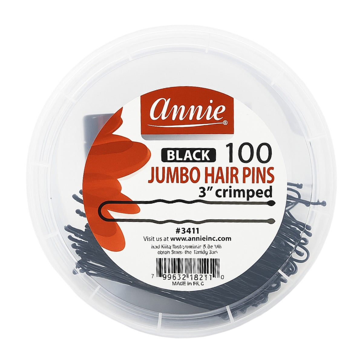 ANNIE JUMBO HAIR PINS 3IN BLACK