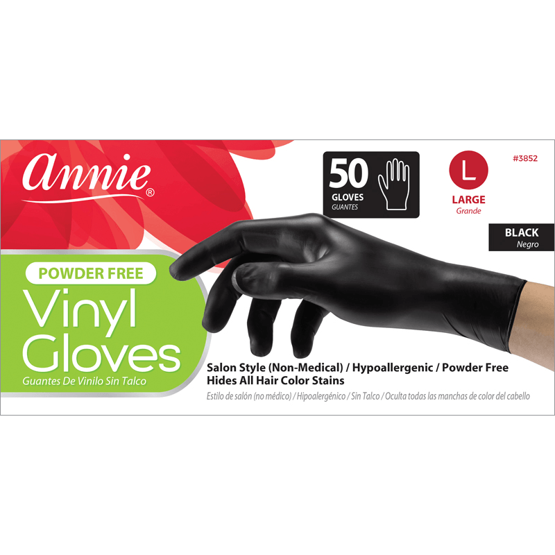 ANNIE DISPOSABLE VINYL GLOVE LARGE BLACK #3852
