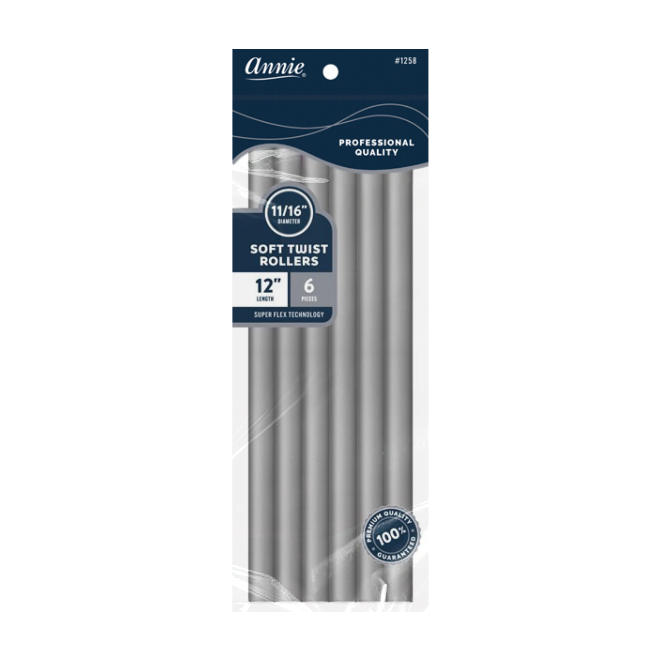 ANNIE SOFT TWIST ROLLERS GRAY 10 INCH 12 COUNT, 10 INCH