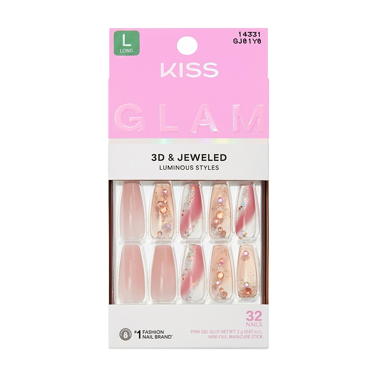 KISS NEW YORK Glam 3D & Jeweled Nails [All Good] #GJ01Y0